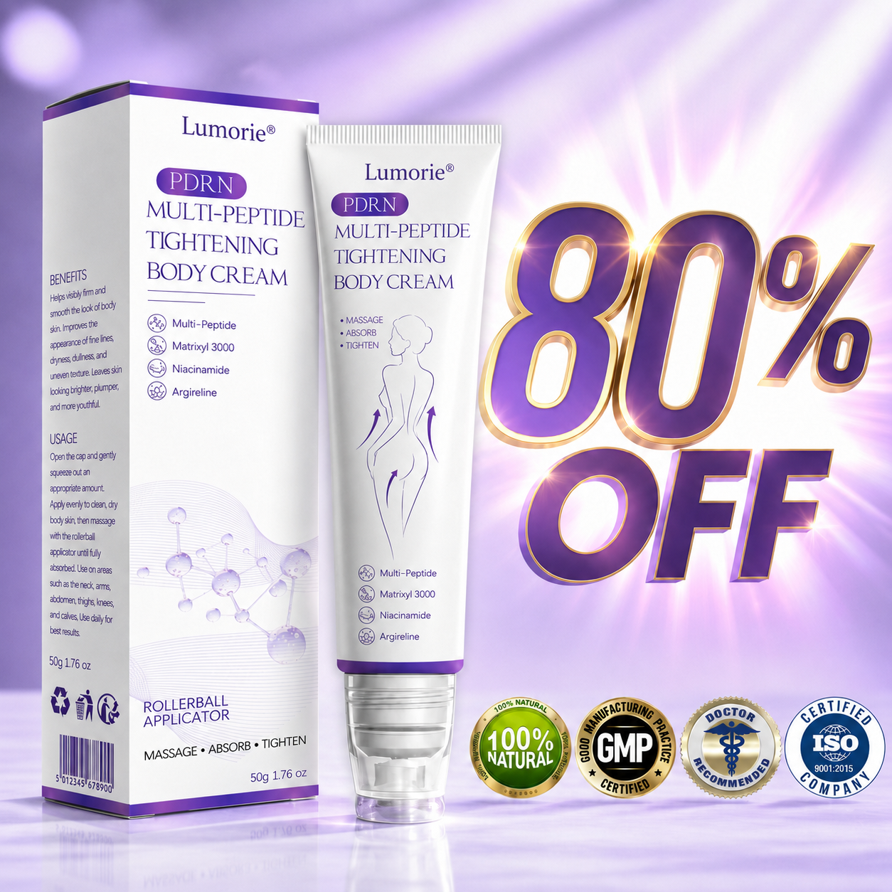 𝐋𝐮𝐦𝐨𝐫𝐢𝐞® PDRN💎 Multi-Peptide Massaging Body Roller Cream- Anti-aging, Hydrating, Skin Firming & Lifting, Skin Repair, Even Tone, Acne and Dark Spot Treatment, Wart and Mole Removal, and Psoriasis Relief.