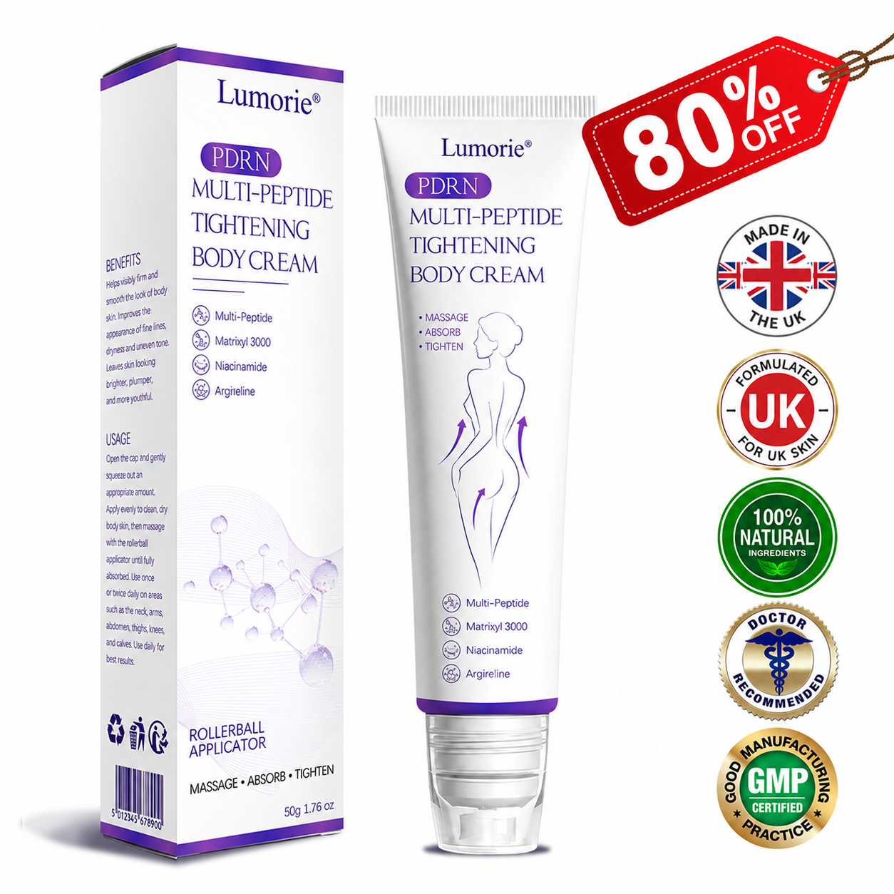 𝐋𝐮𝐦𝐨𝐫𝐢𝐞® PDRN💎 Multi-Peptide Massaging Body Roller Cream- Anti-aging, Hydrating, Skin Firming & Lifting, Skin Repair, Even Tone, Acne and Dark Spot Treatment, Wart and Mole Removal, and Psoriasis Relief.