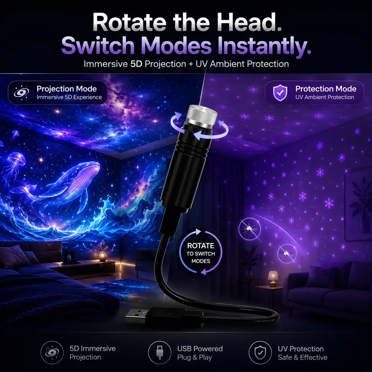 ⏰Last day Promotion 🐡-Night Light Projector - Smart Holographic Star Projector